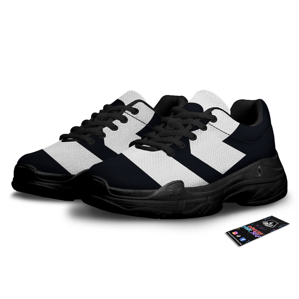 Libra Sign White And Black Print Black Chunky Shoes-grizzshop