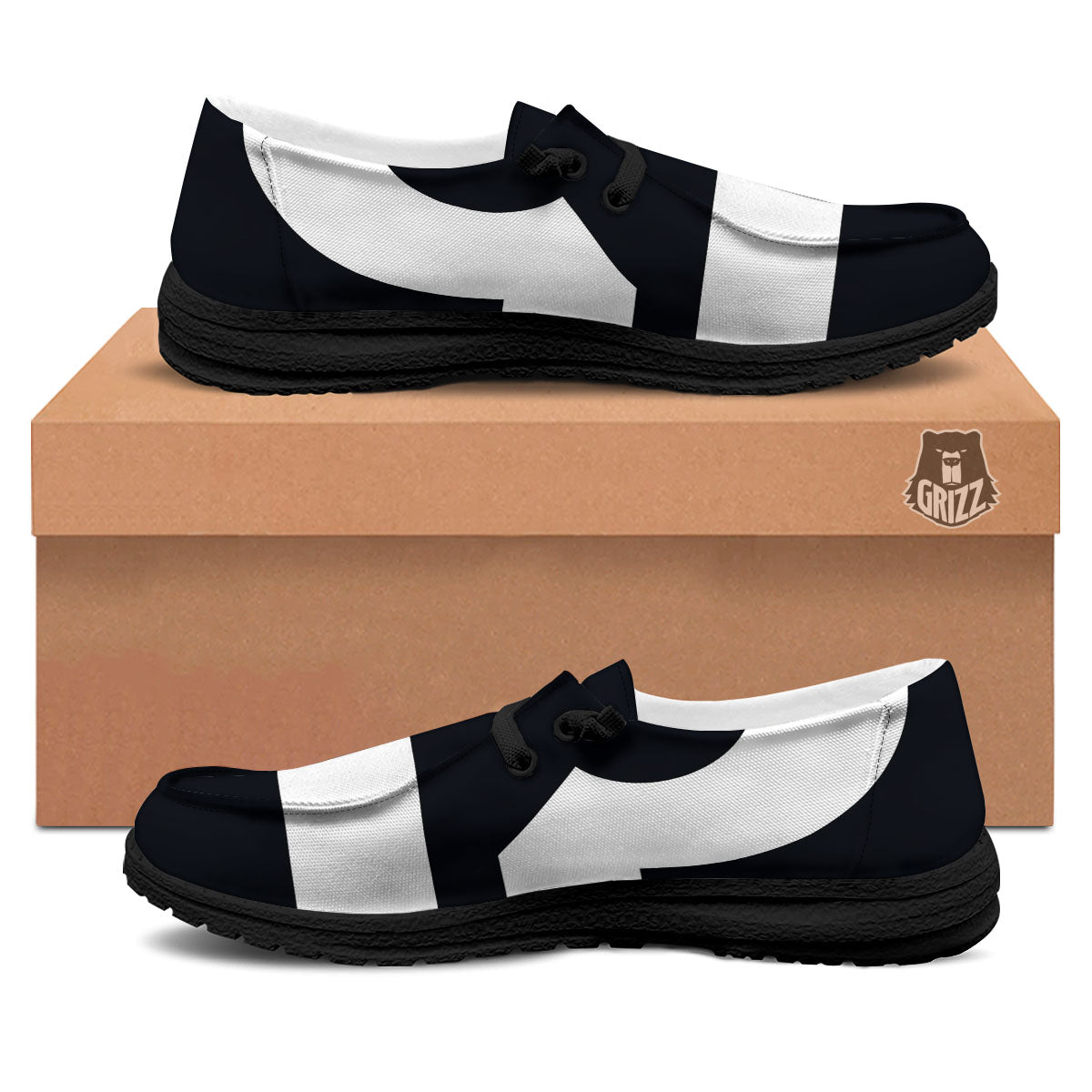 Libra Sign White And Black Print Black Loafers-grizzshop