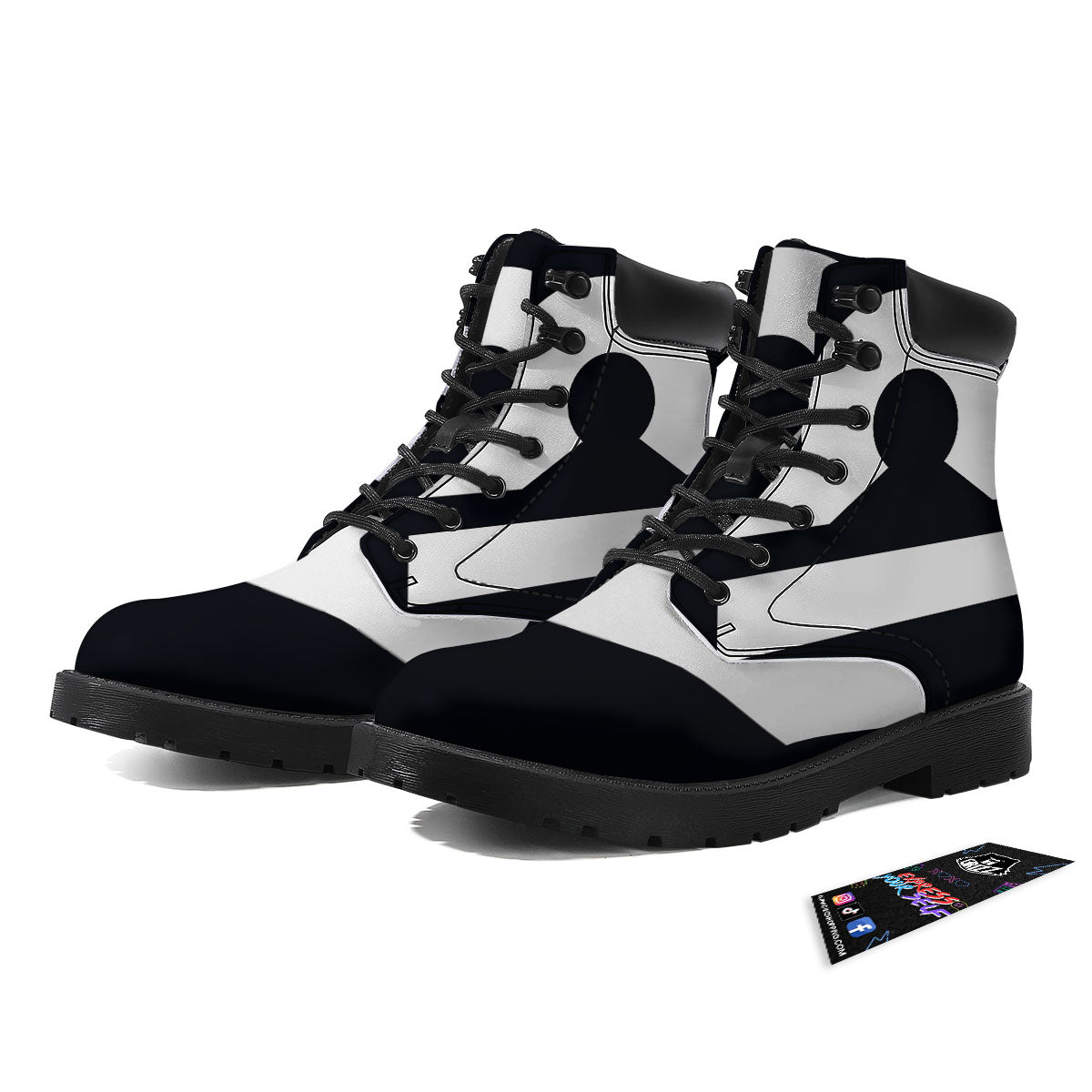 Libra Sign White And Black Print Boots-grizzshop
