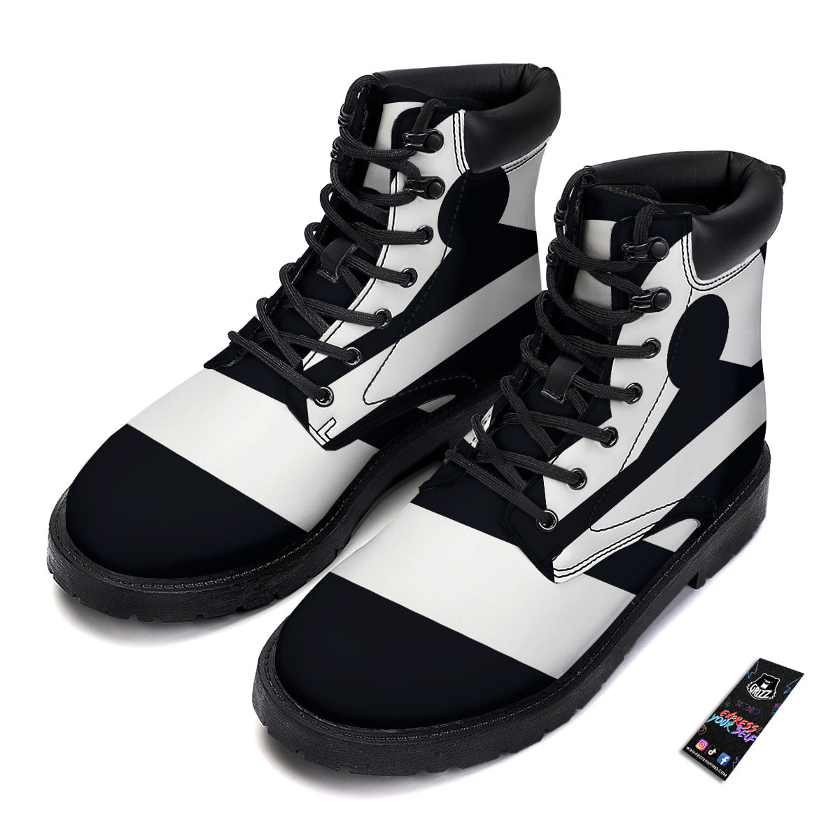 Libra Sign White And Black Print Boots-grizzshop