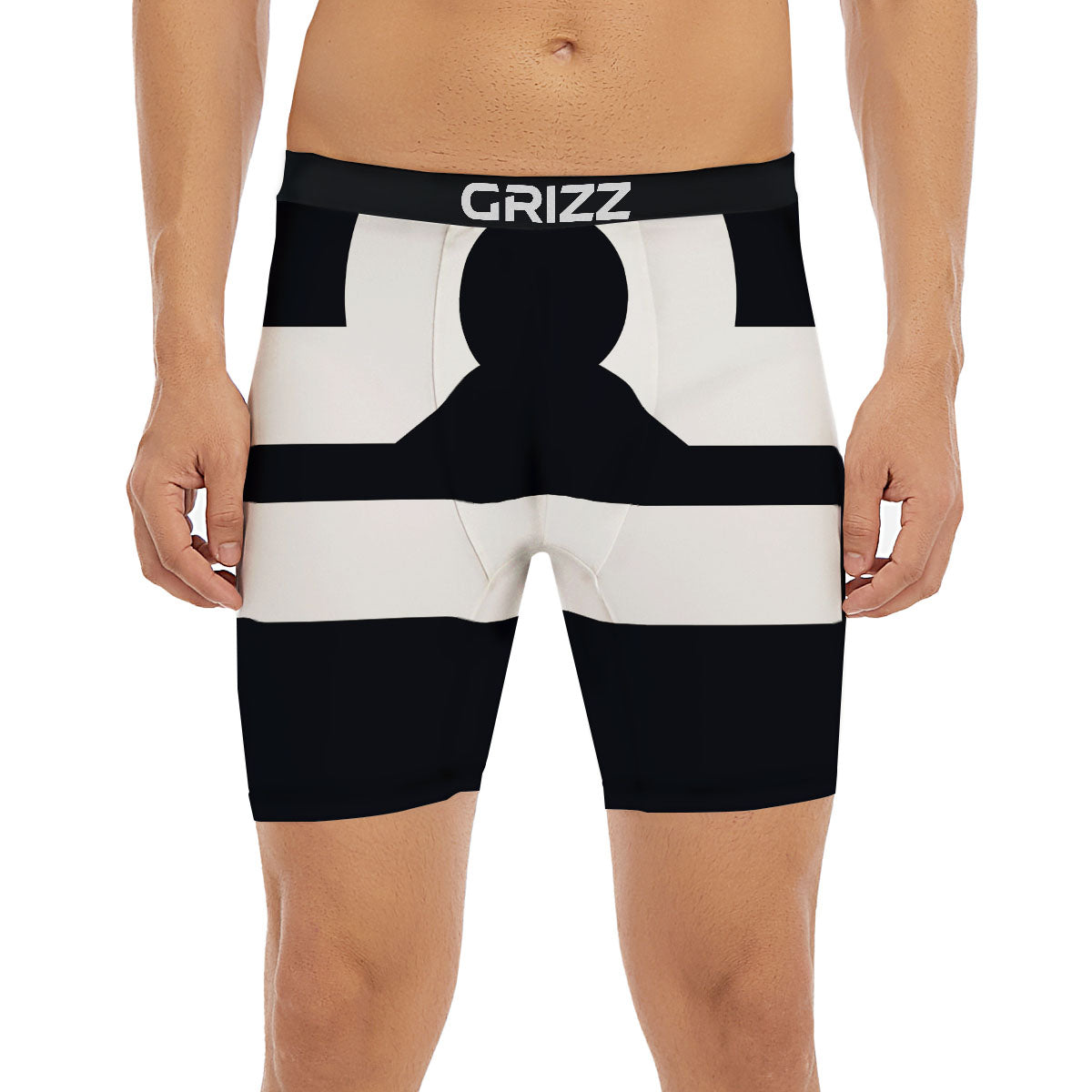 Libra Sign White And Black Print Boxer Briefs-grizzshop