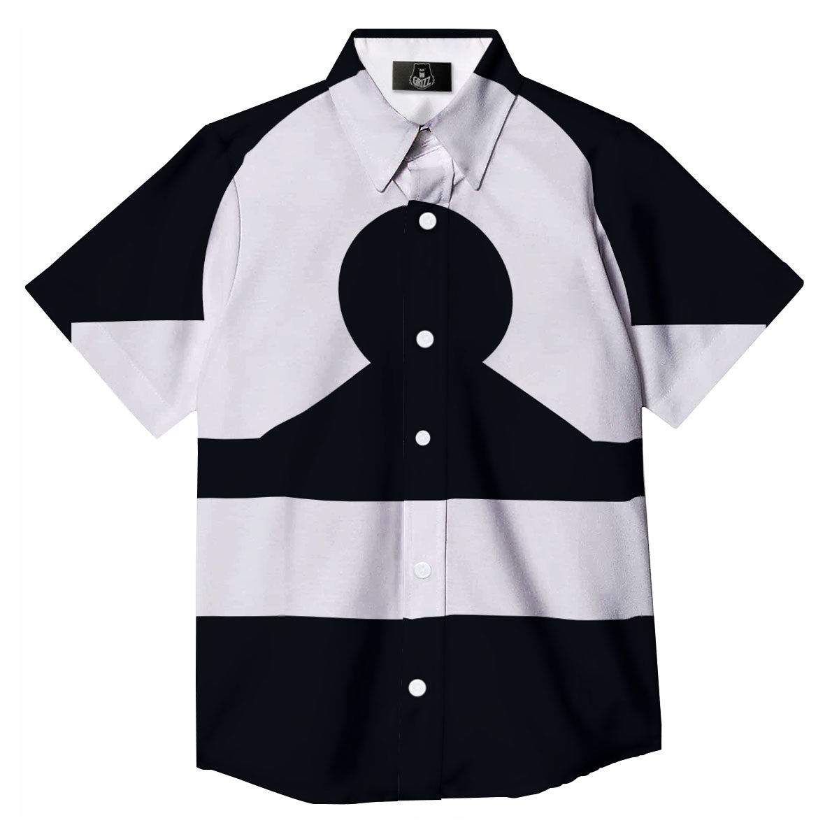 Libra Sign White And Black Print Button Up Shirt-grizzshop