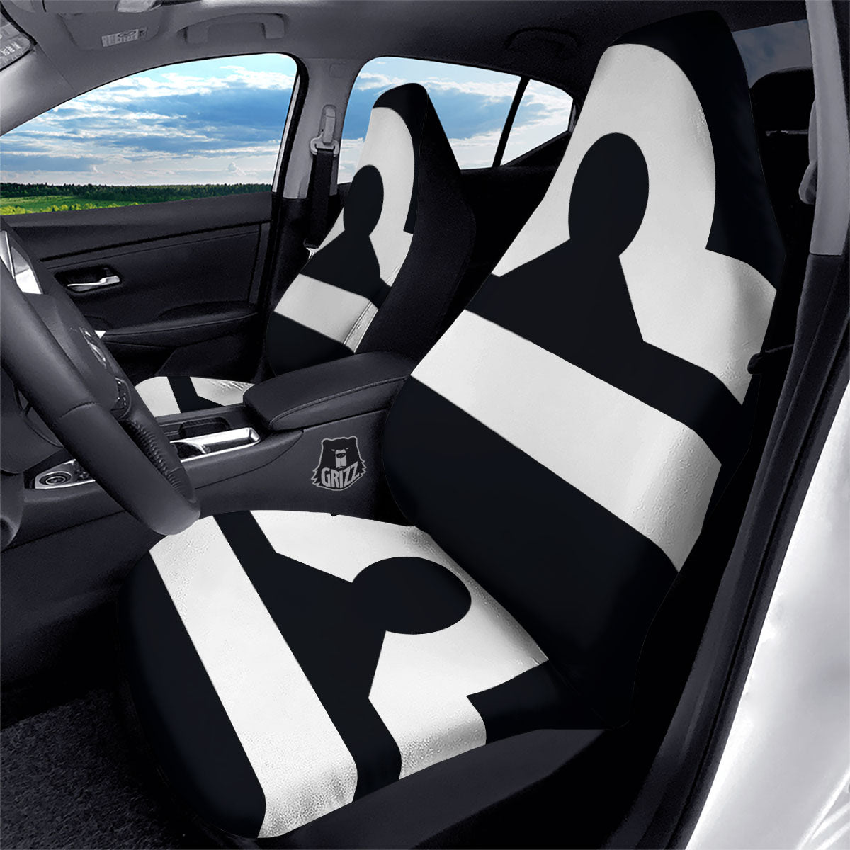 Libra Sign White And Black Print Car Seat Covers-grizzshop