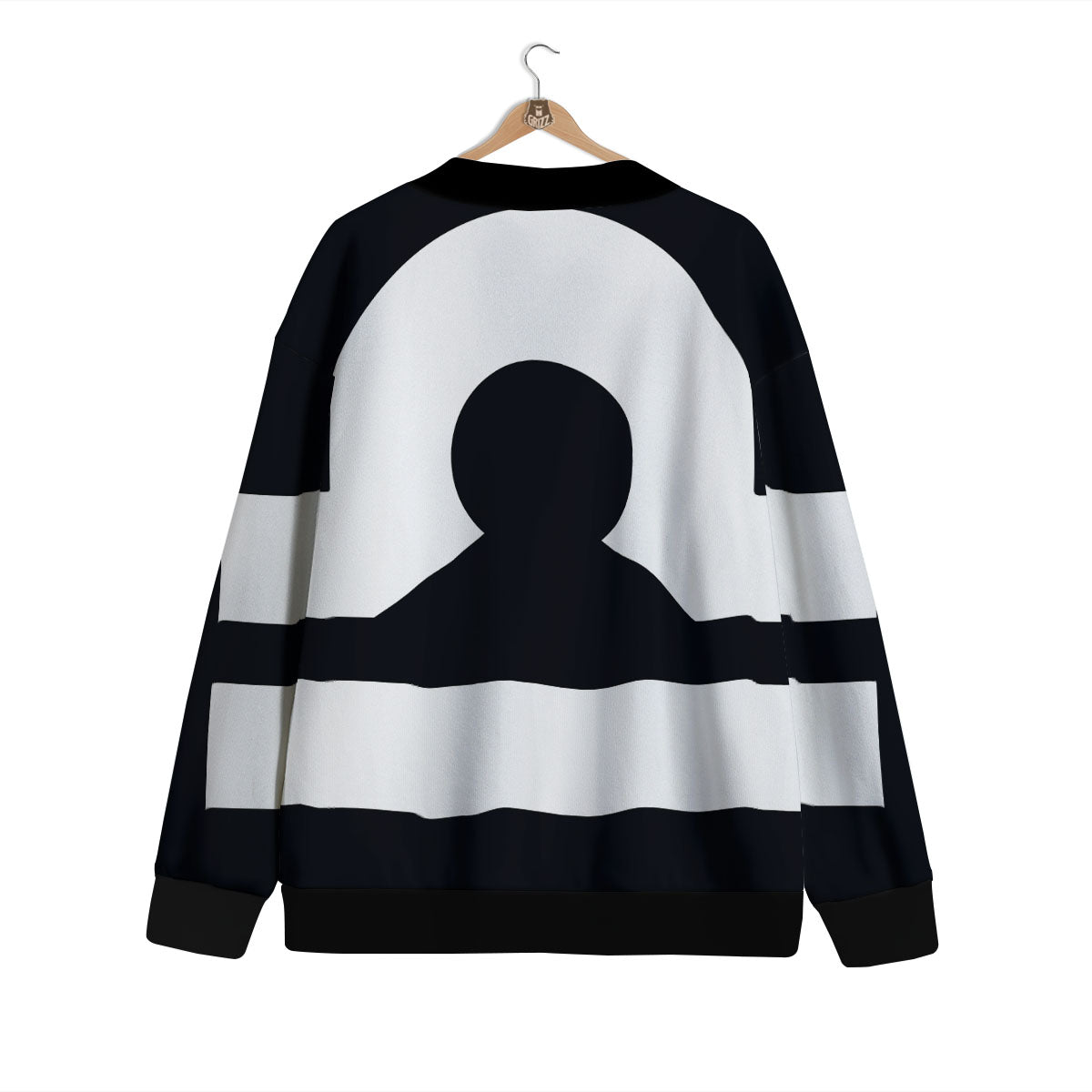 Libra Sign White And Black Print Cardigan-grizzshop