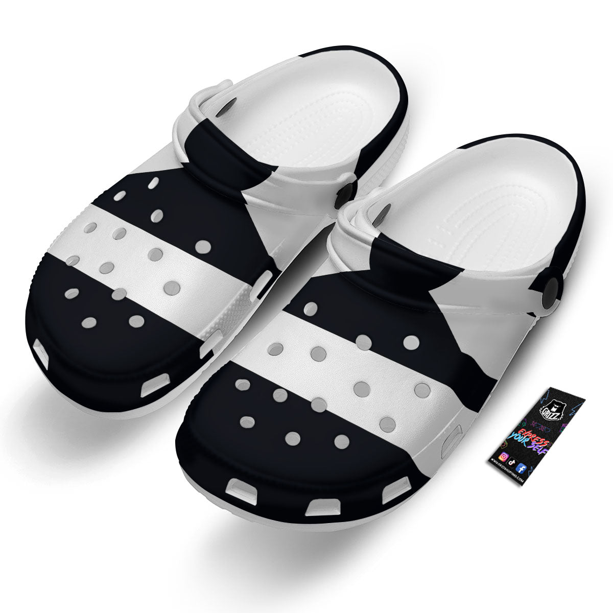 Libra Sign White And Black Print Clog-grizzshop