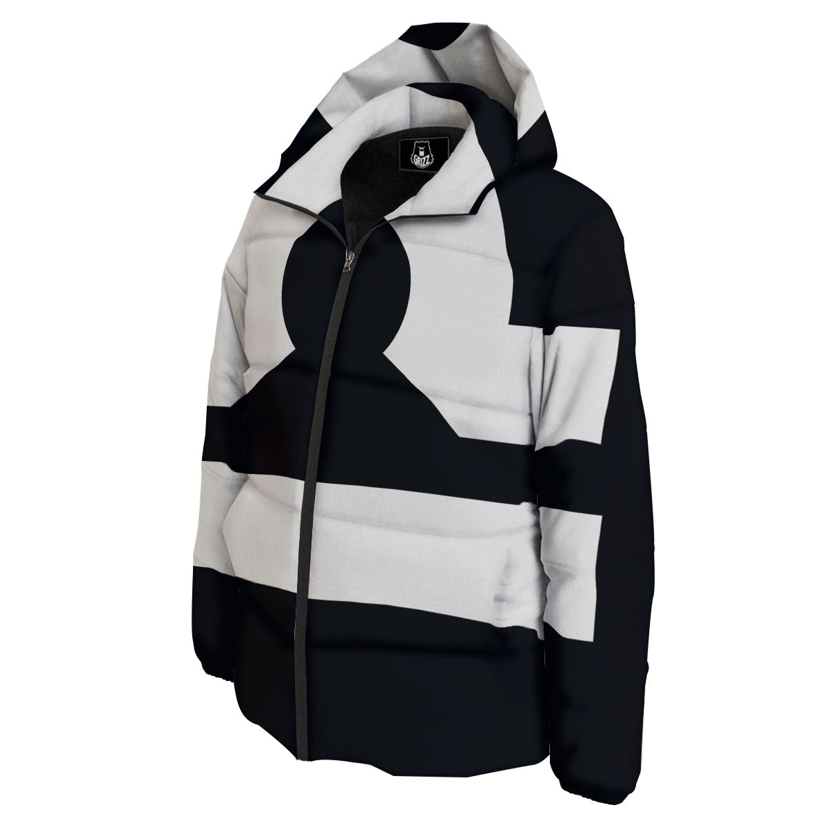 Libra Sign White And Black Print Down Jacket-grizzshop