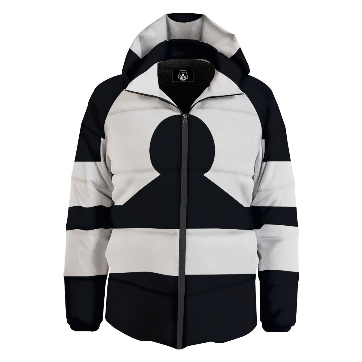 Libra Sign White And Black Print Down Jacket-grizzshop