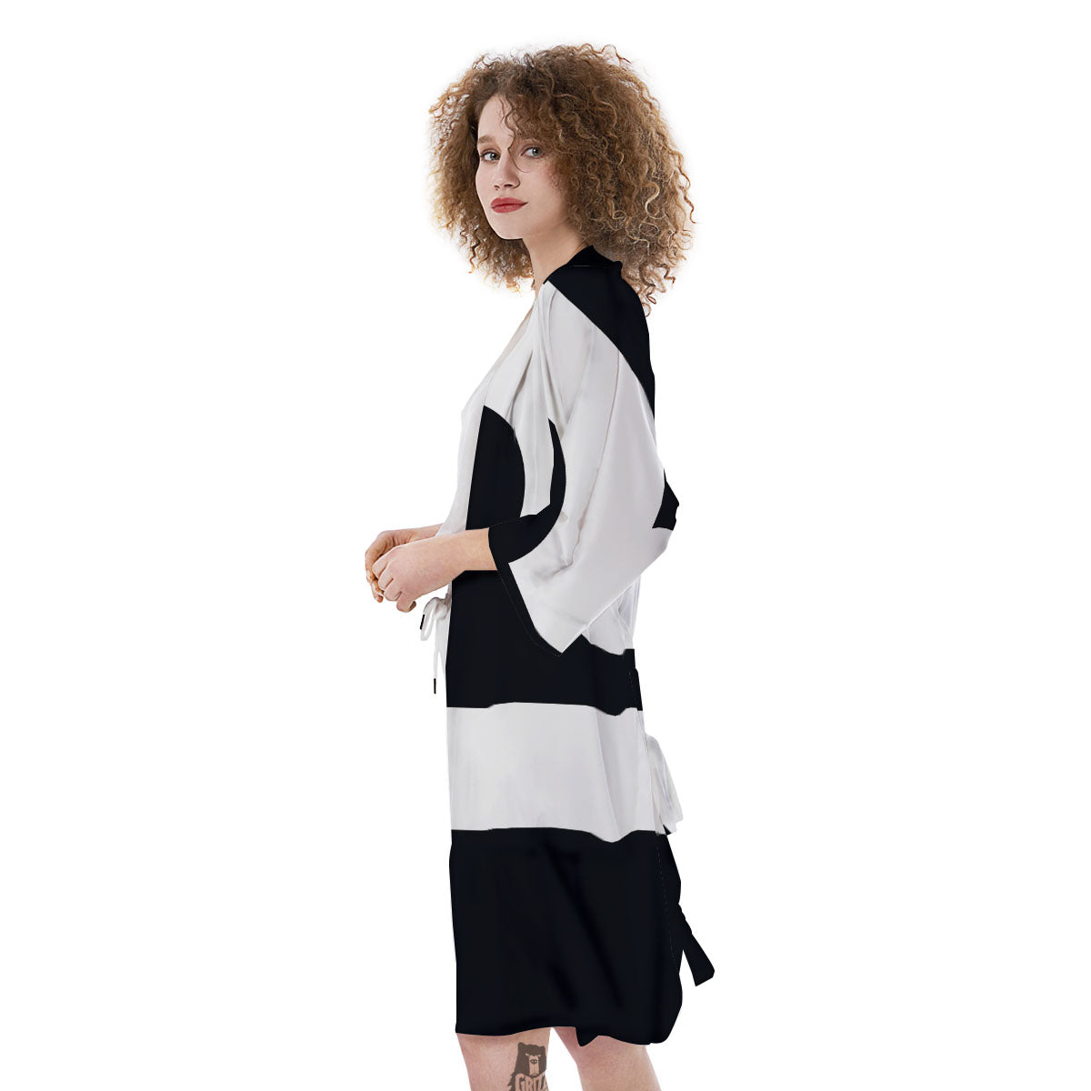 Libra Sign White And Black Print Kimono-grizzshop