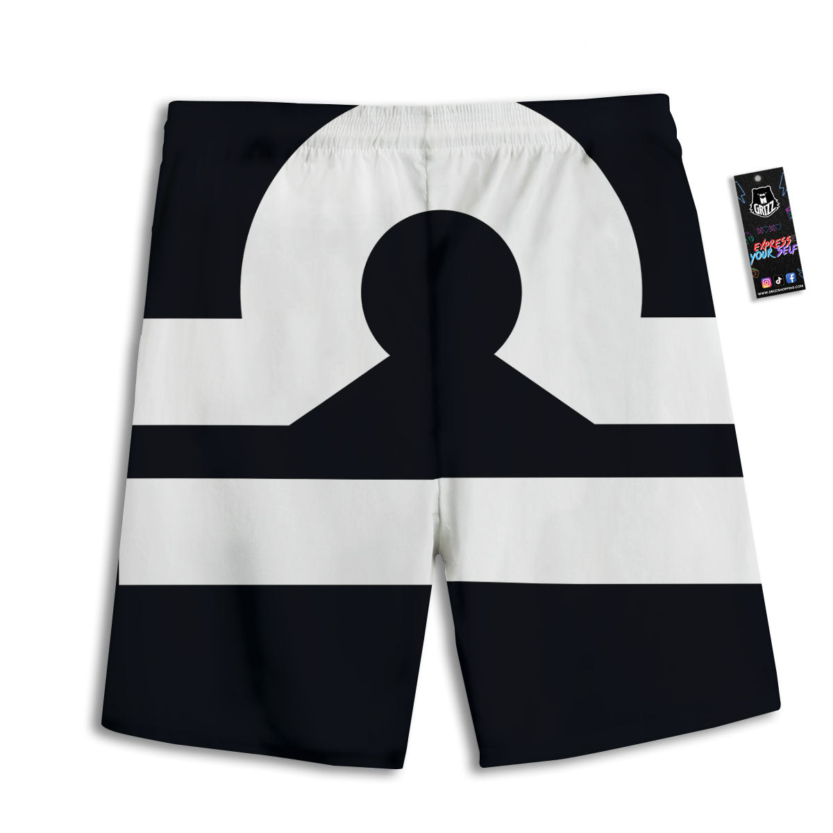 Libra Sign White And Black Print Men's Athletic Shorts