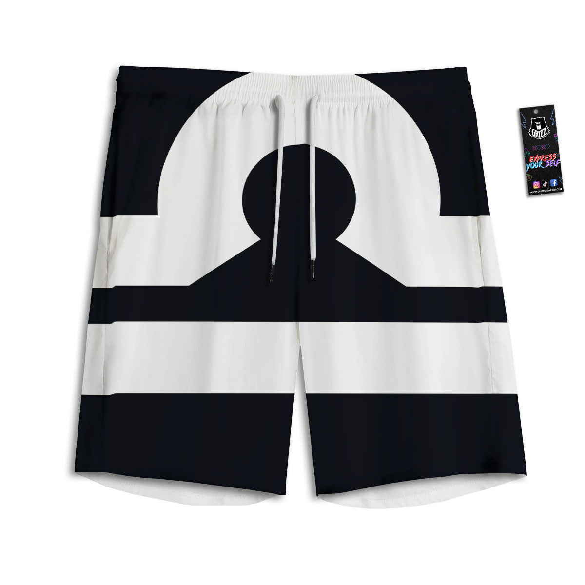 Libra Sign White And Black Print Men's Athletic Shorts