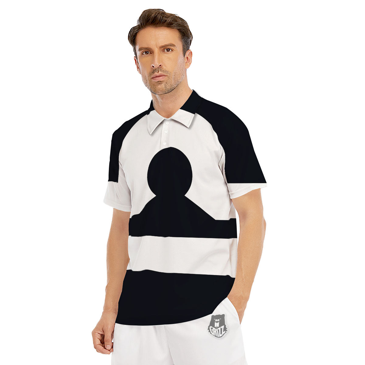 Libra Sign White And Black Print Men's Golf Shirts-grizzshop