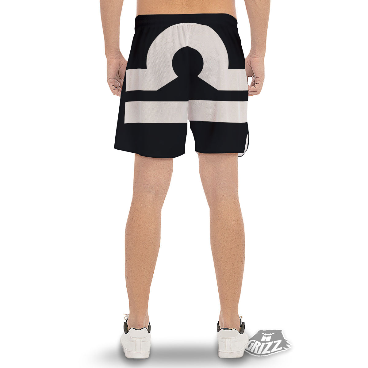Libra Sign White And Black Print Men's Gym Shorts-grizzshop