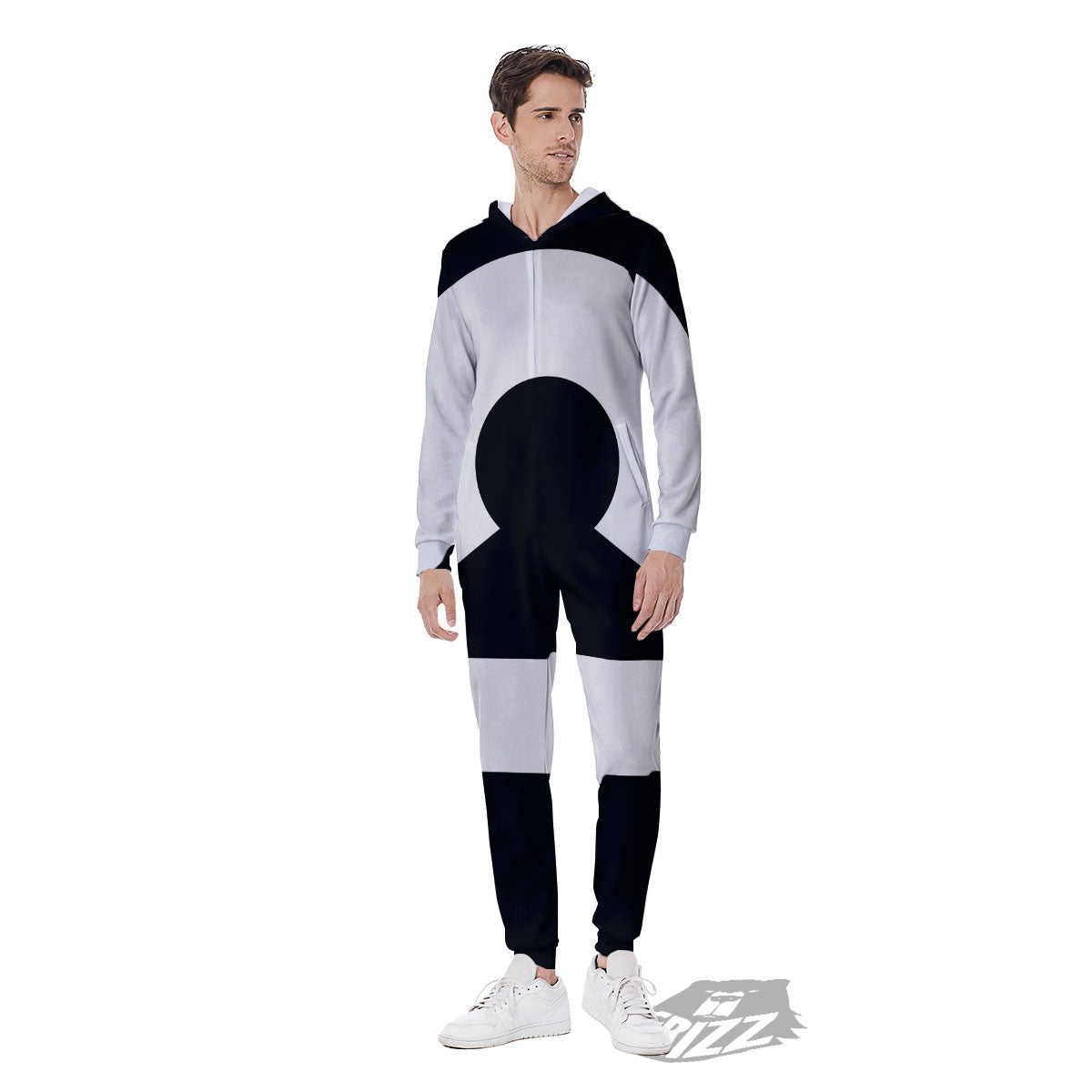 Libra Sign White And Black Print Men's Jumpsuit-grizzshop