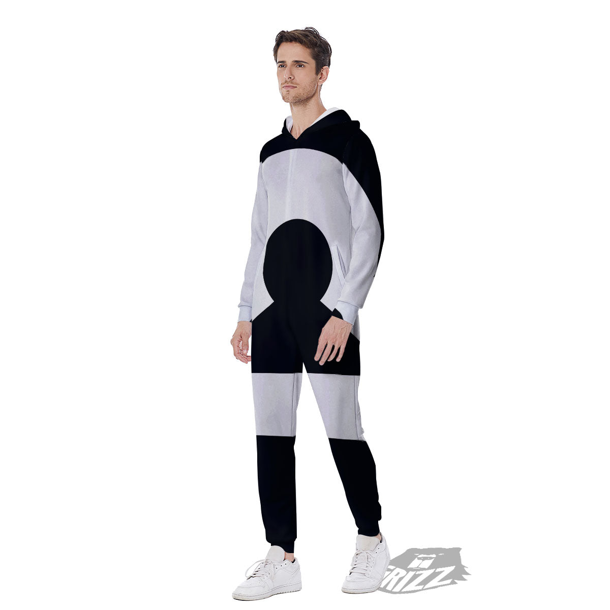 Libra Sign White And Black Print Men's Jumpsuit-grizzshop