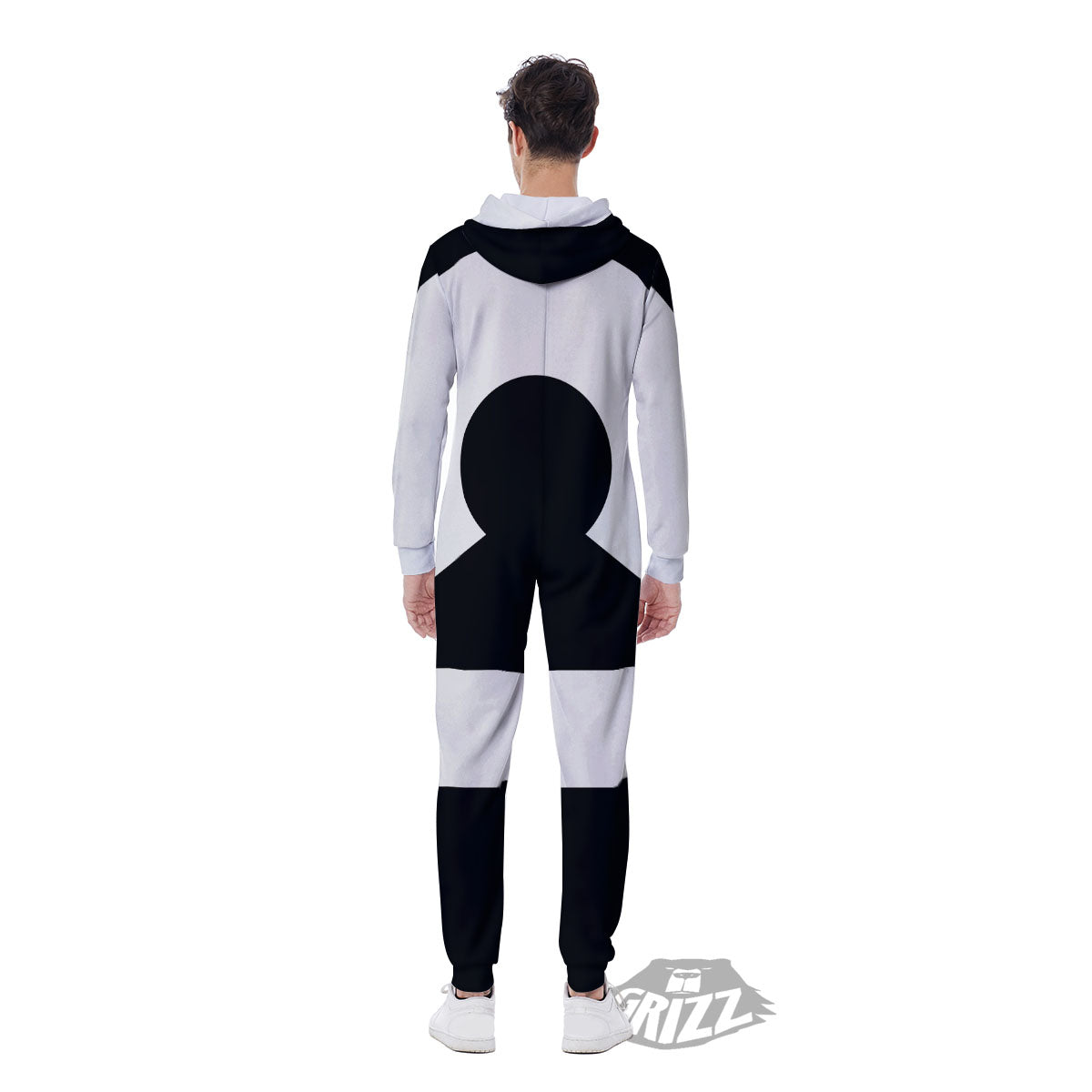 Libra Sign White And Black Print Men's Jumpsuit-grizzshop