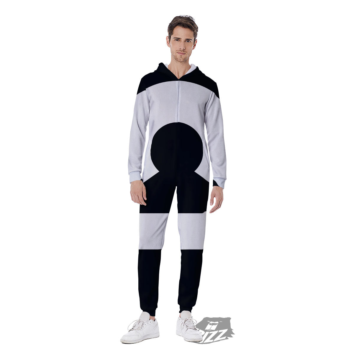 Libra Sign White And Black Print Men's Jumpsuit-grizzshop