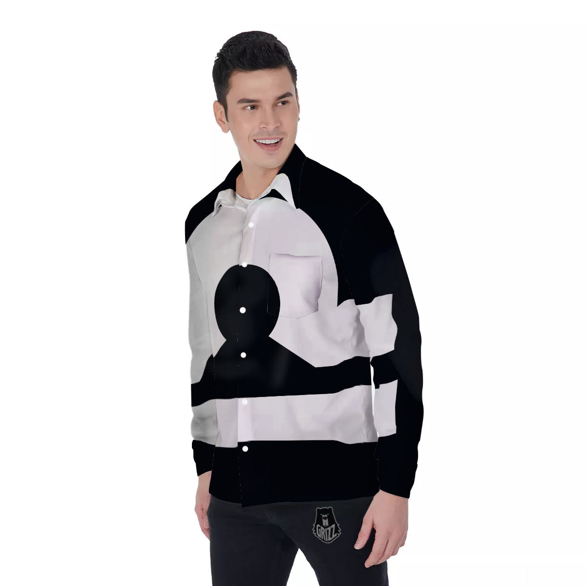 Libra Sign White And Black Print Men's Long Sleeve Shirts-grizzshop