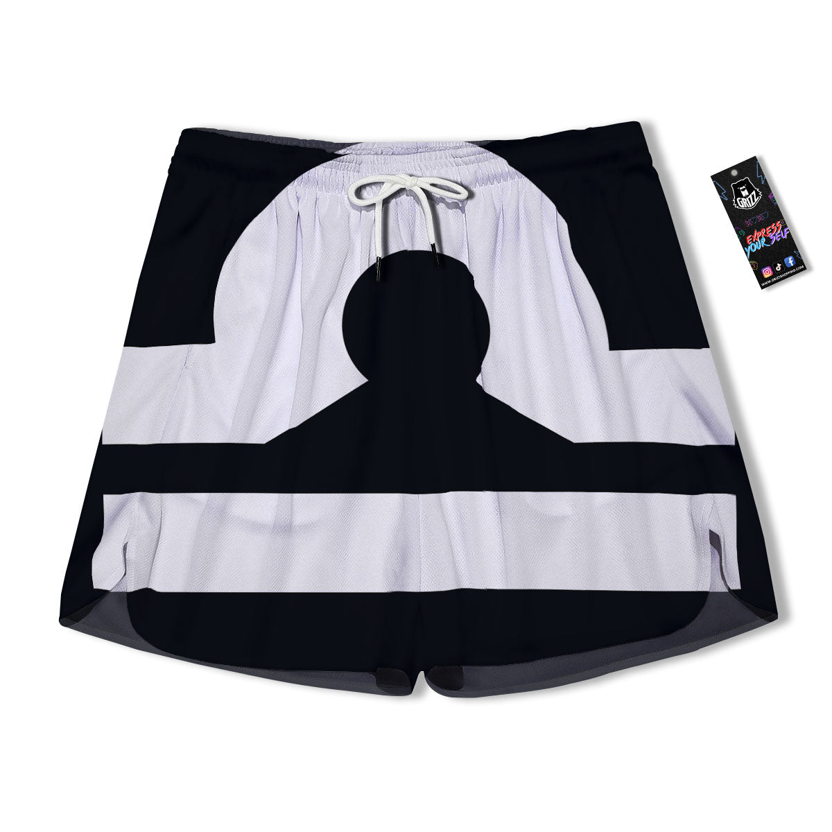 Libra Sign White And Black Print Men's Running Shorts-grizzshop