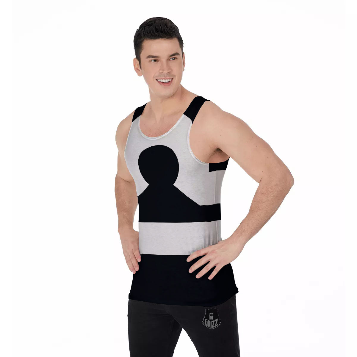 Libra Sign White And Black Print Men's Tank Top-grizzshop