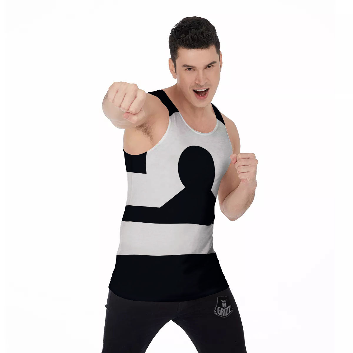 Libra Sign White And Black Print Men's Tank Top-grizzshop