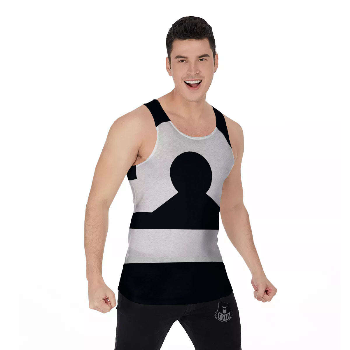 Libra Sign White And Black Print Men's Tank Top-grizzshop