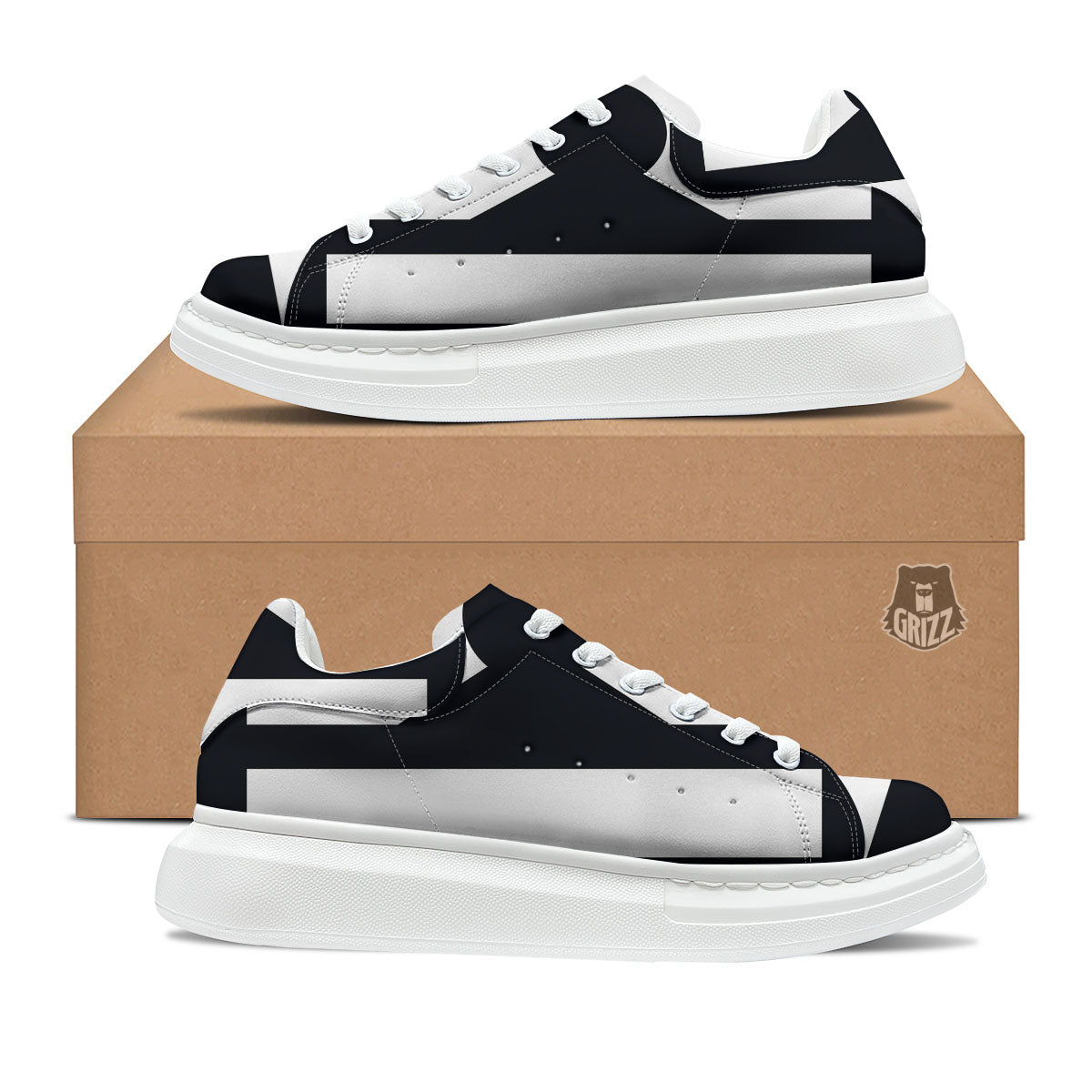 Libra Sign White And Black Print Platform Shoes-grizzshop