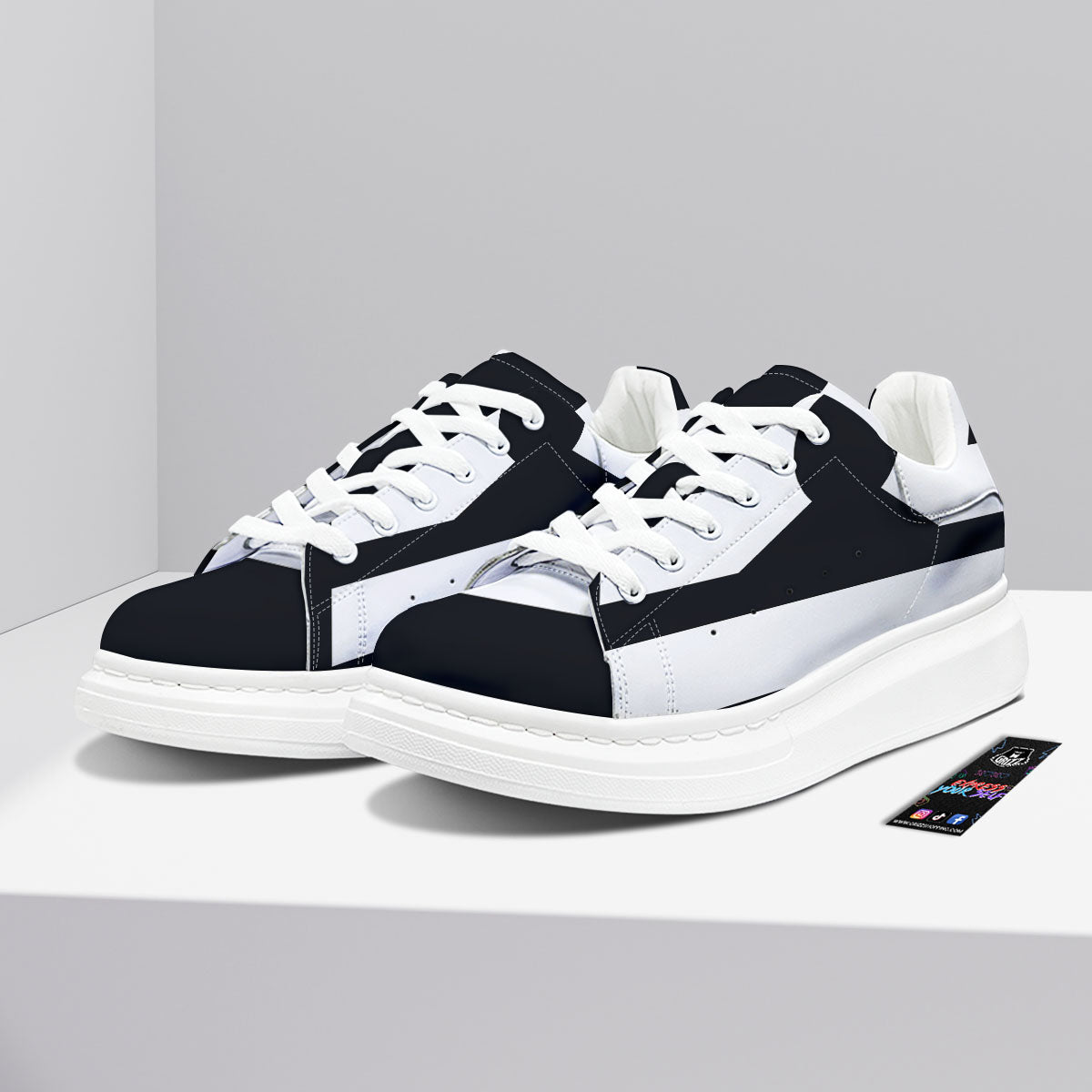 Libra Sign White And Black Print Platform Shoes-grizzshop