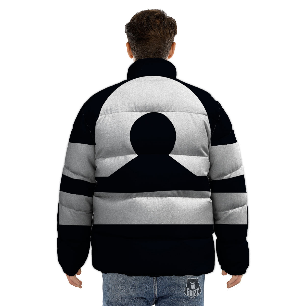 Libra Sign White And Black Print Puffer Jacket-grizzshop