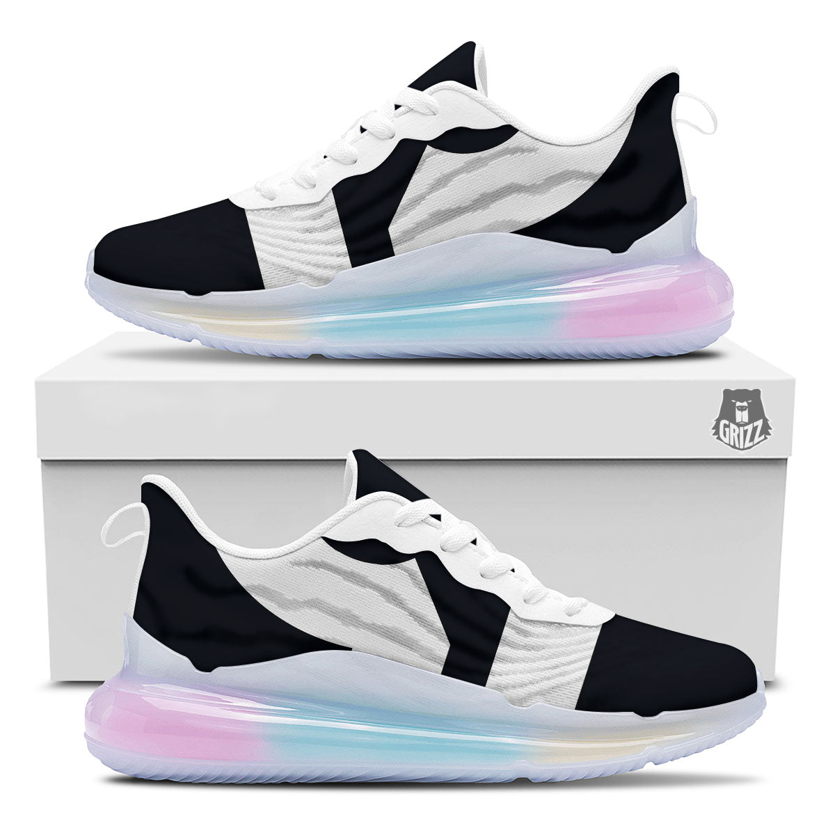 Libra Sign White And Black Print Running Sneakers-grizzshop
