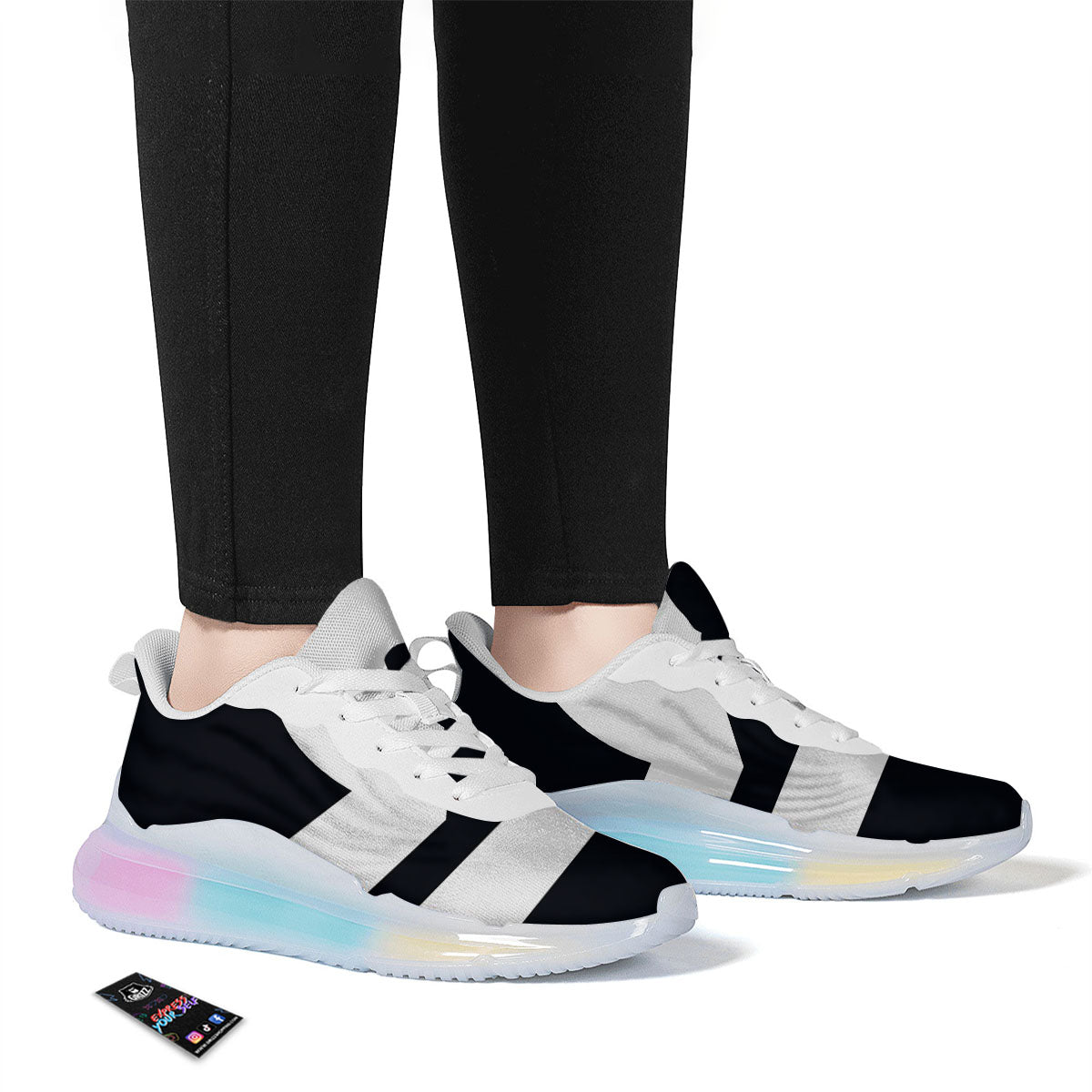 Libra Sign White And Black Print Running Sneakers-grizzshop
