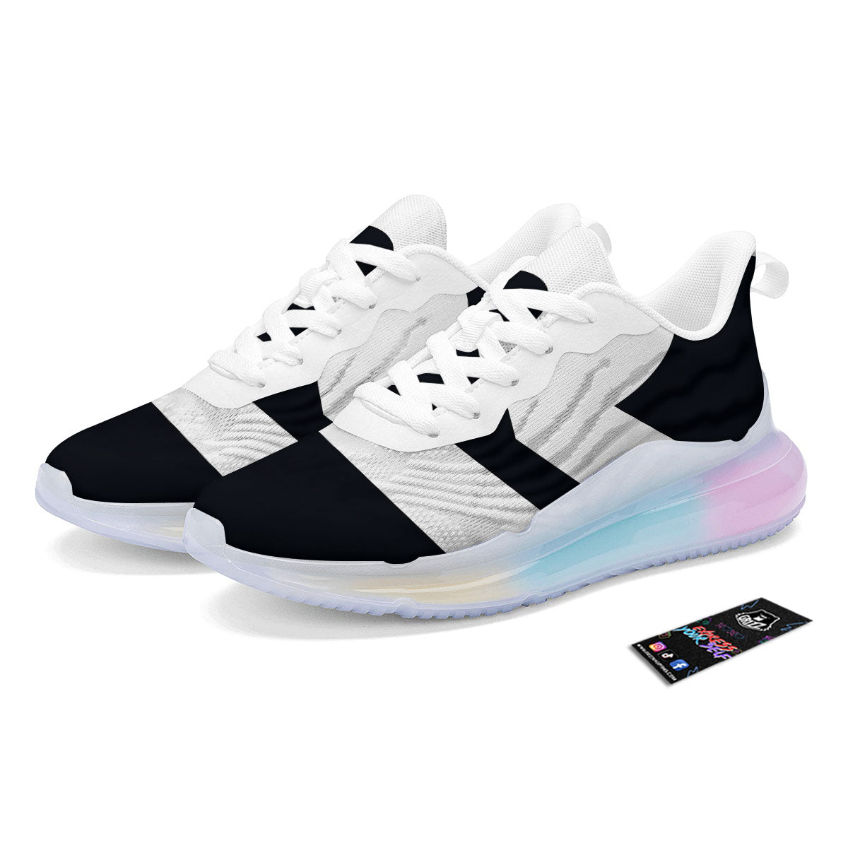 Libra Sign White And Black Print Running Sneakers-grizzshop