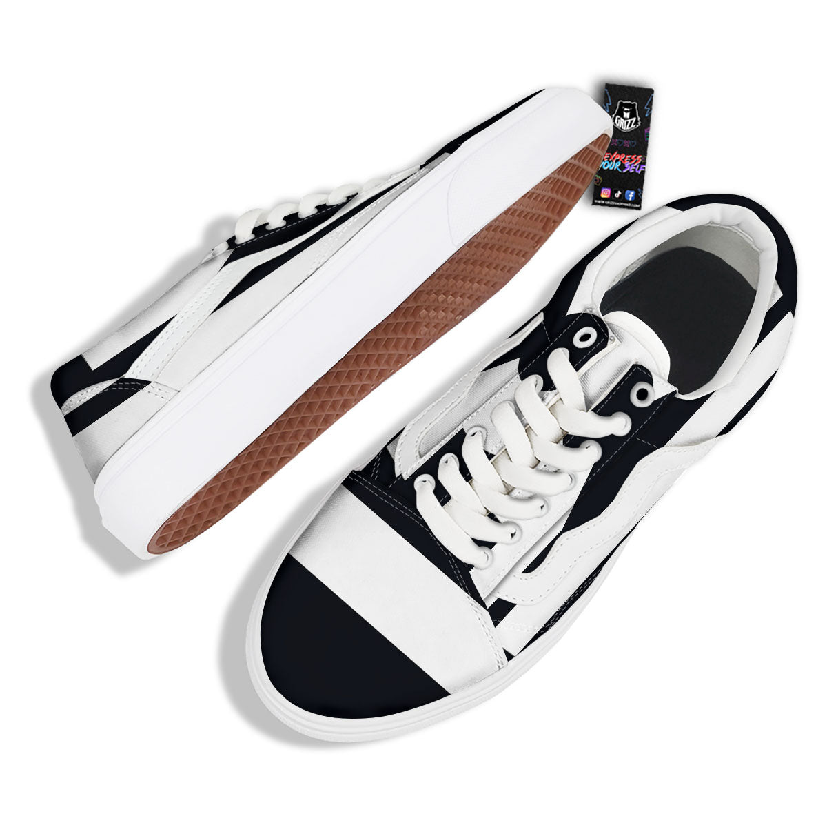 Libra Sign White And Black Print Skate Shoes-grizzshop