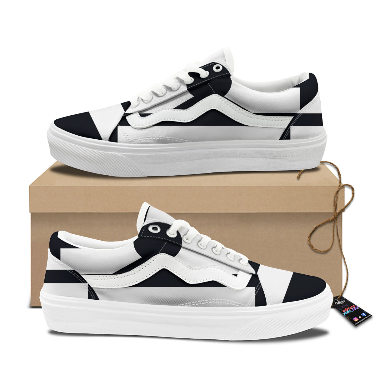 Libra Sign White And Black Print Skate Shoes-grizzshop
