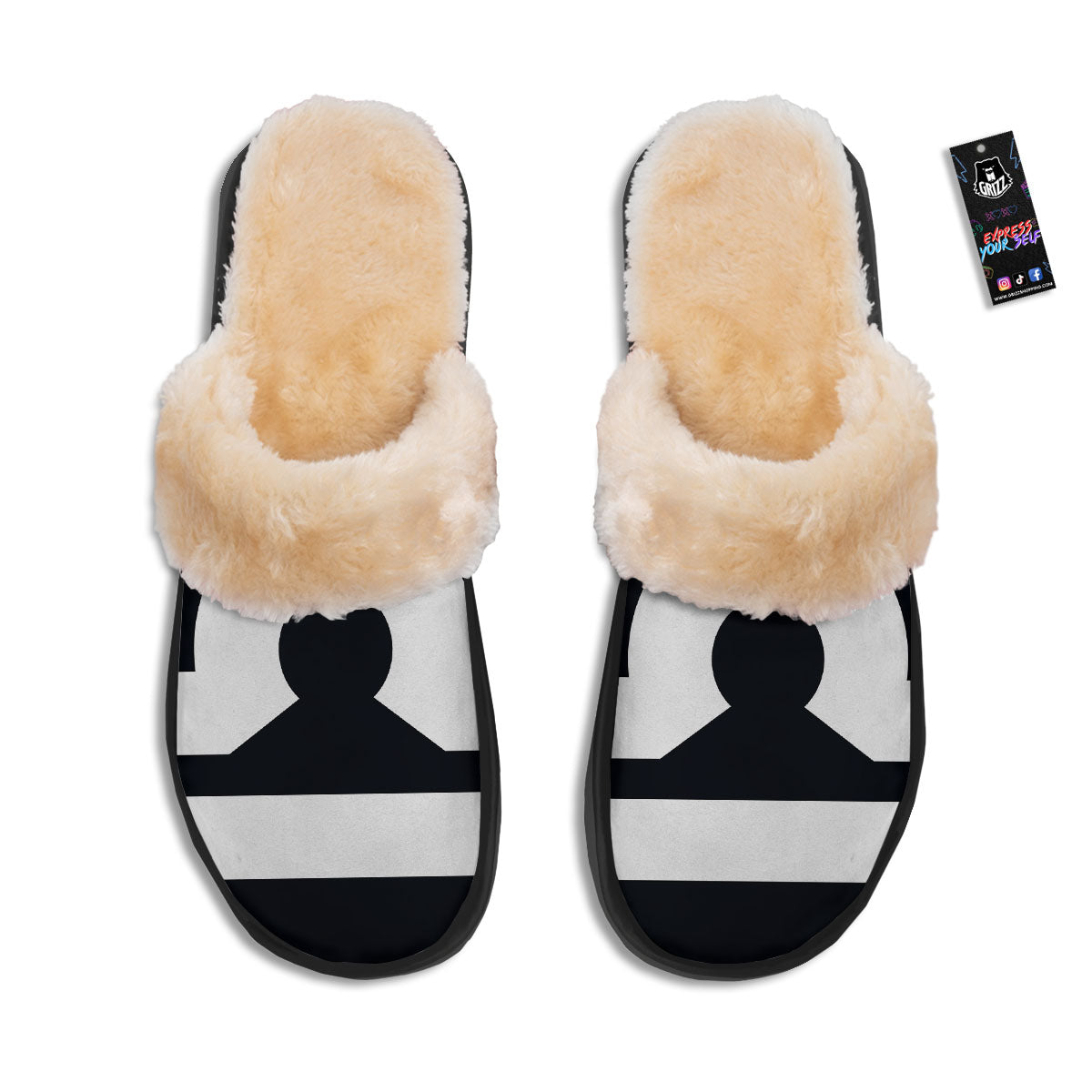 Libra Sign White And Black Print Slippers-grizzshop