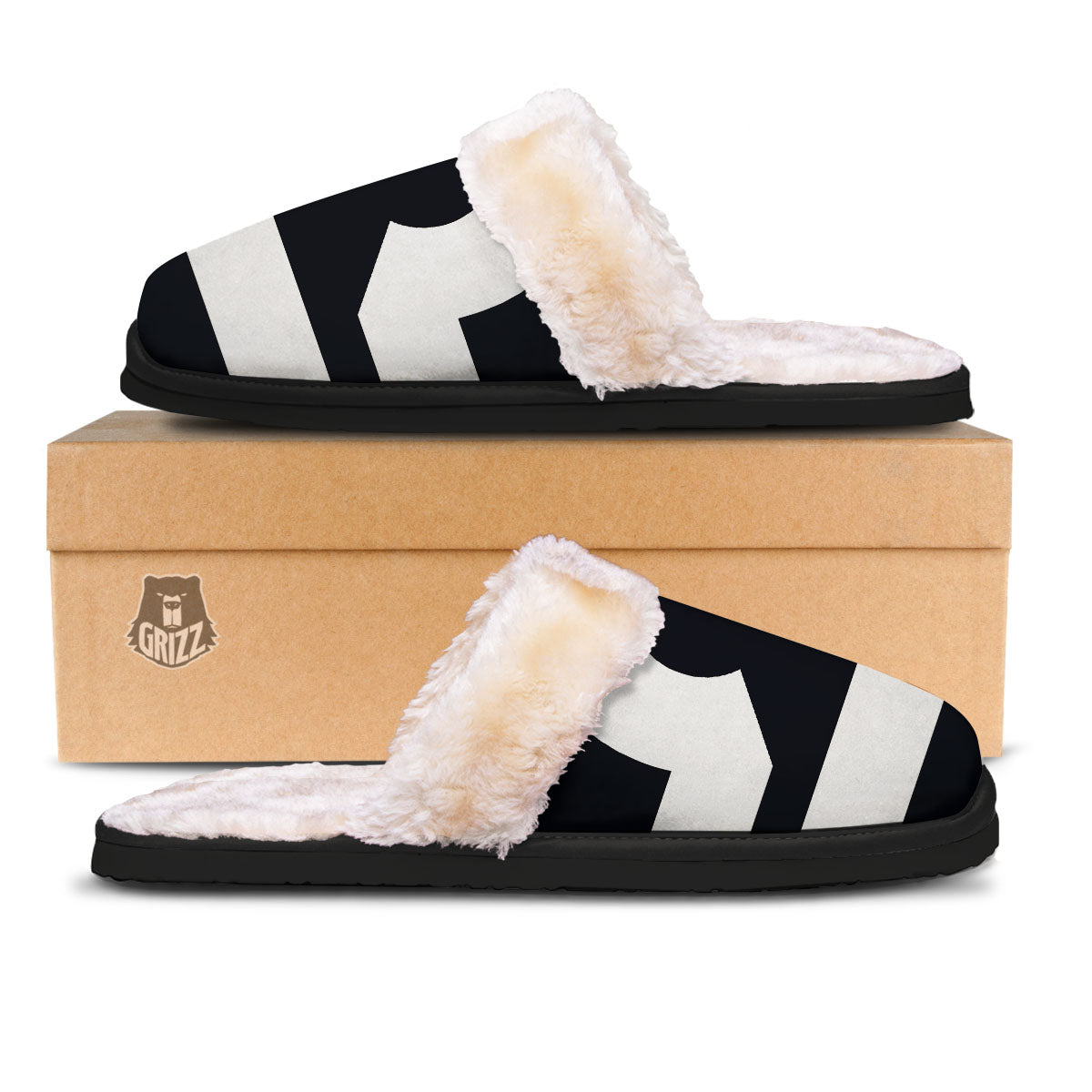 Libra Sign White And Black Print Slippers-grizzshop