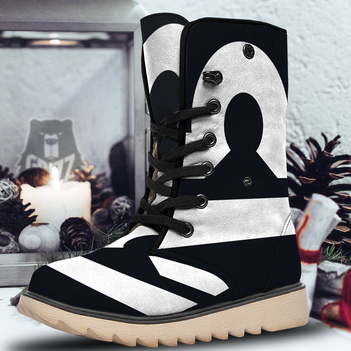 Libra Sign White And Black Print Snow Boots-grizzshop