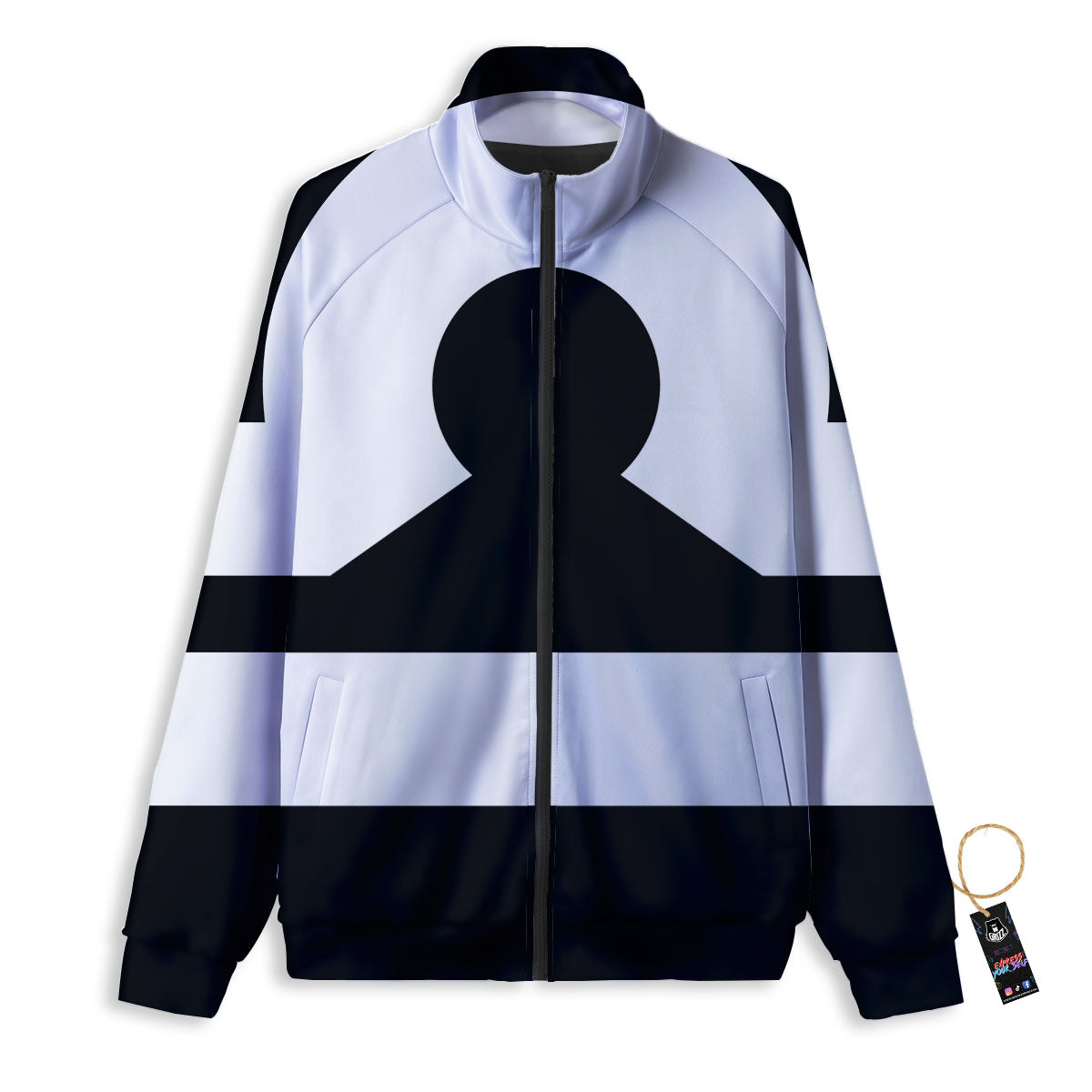Libra Sign White And Black Print Track Jacket-grizzshop
