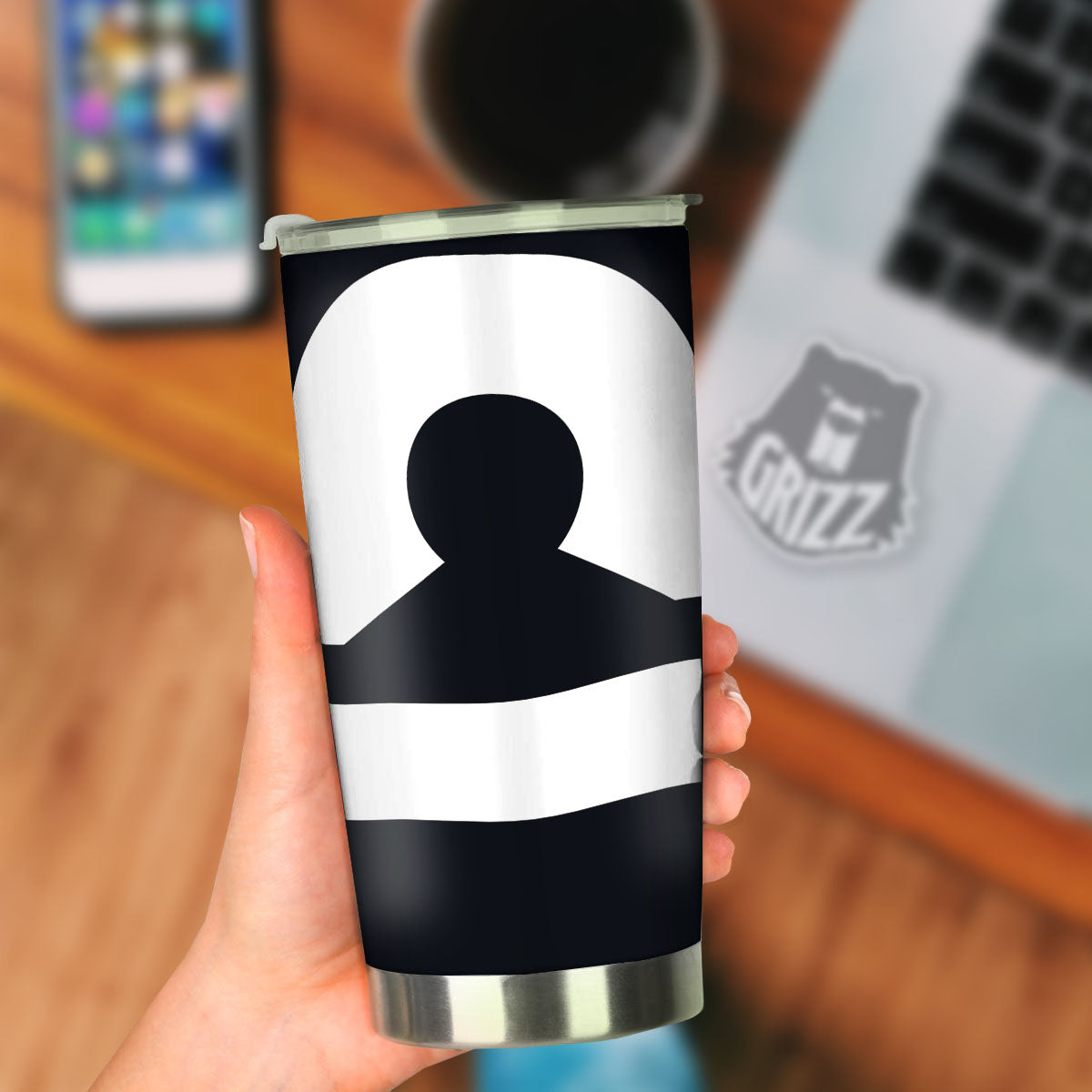 Libra Sign White And Black Print Tumbler-grizzshop