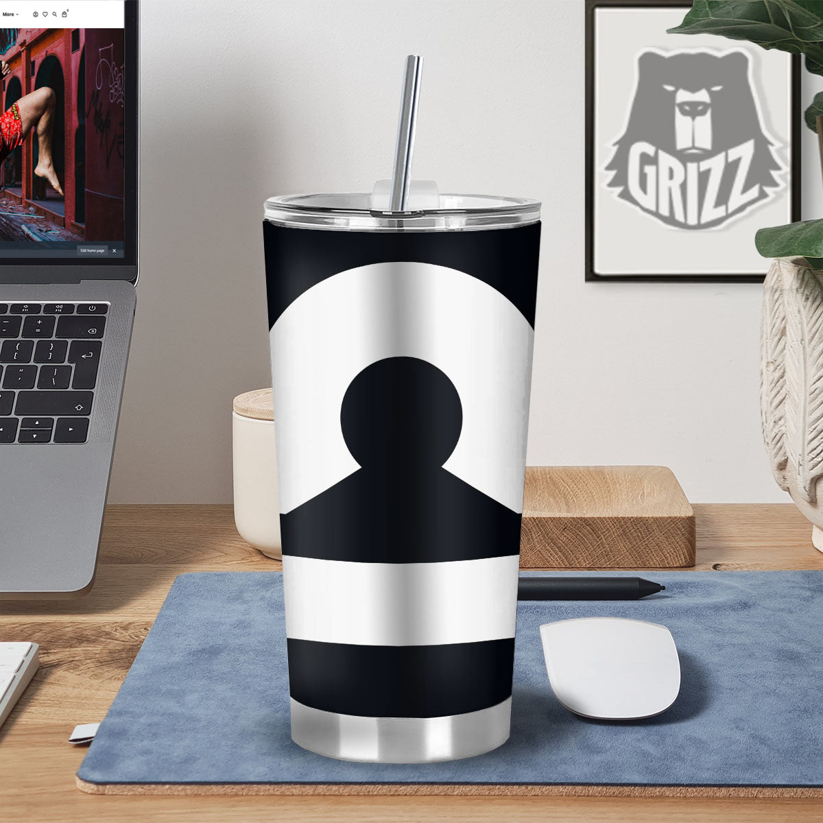 Libra Sign White And Black Print Tumbler-grizzshop