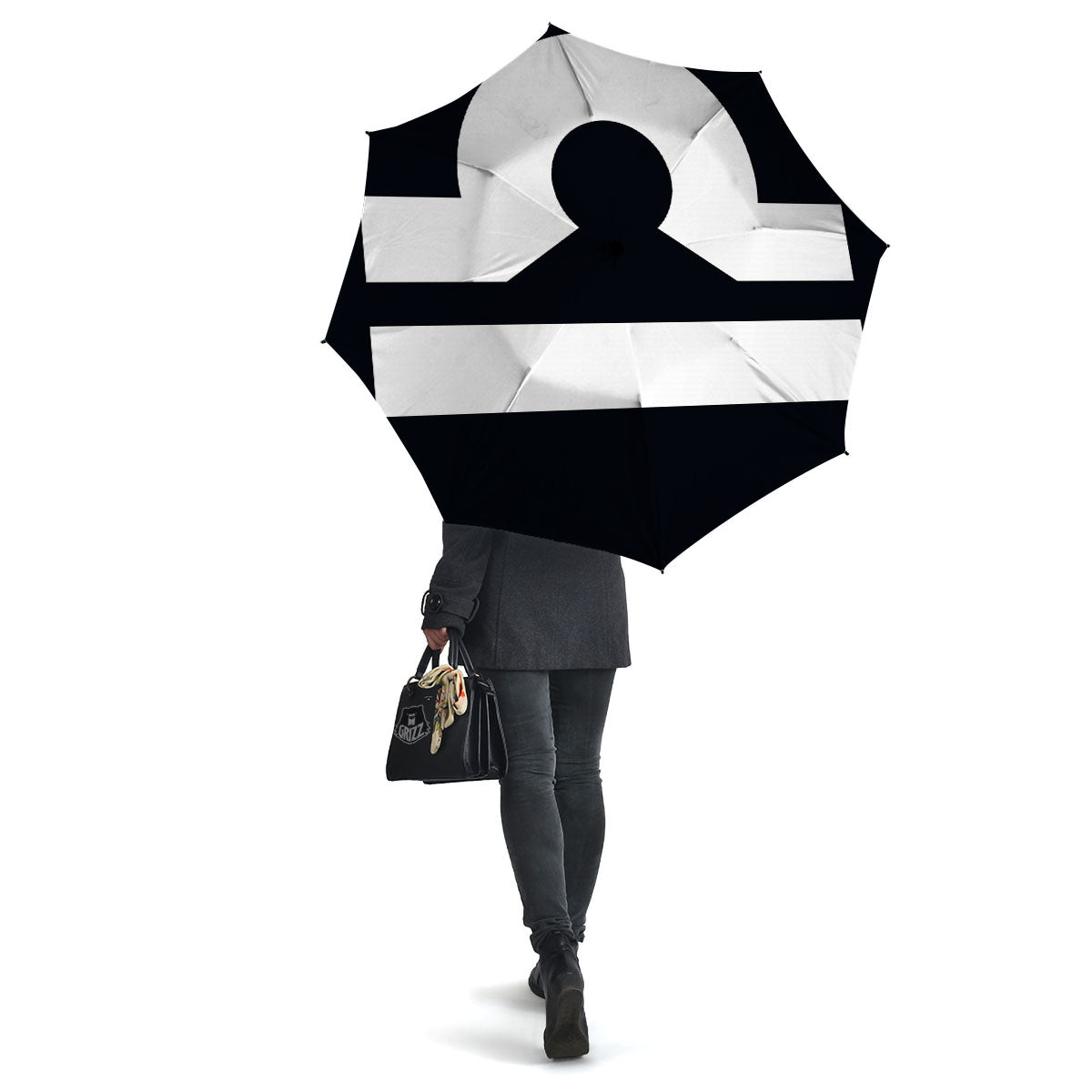 Libra Sign White And Black Print Umbrella-grizzshop