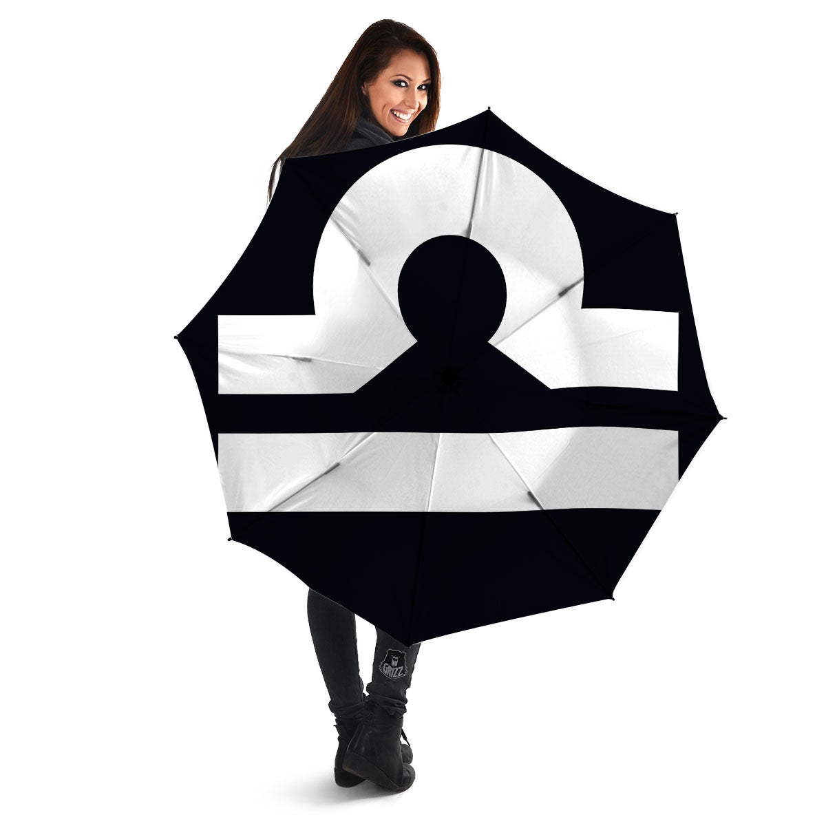 Libra Sign White And Black Print Umbrella-grizzshop
