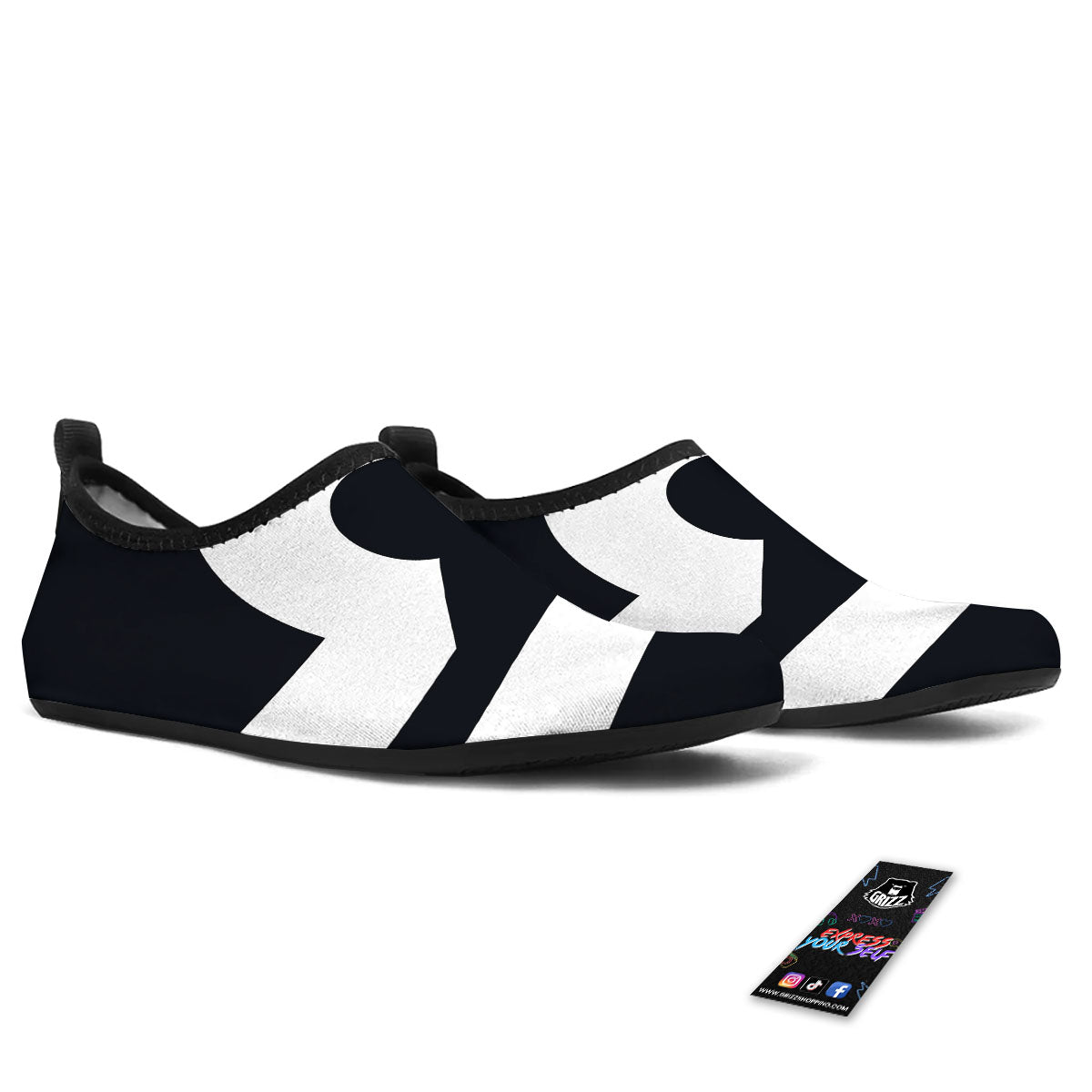 Libra Sign White And Black Print Water Shoes-grizzshop