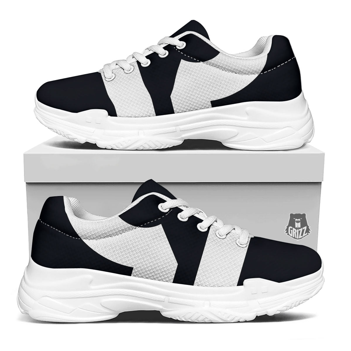 Libra Sign White And Black Print White Chunky Shoes-grizzshop