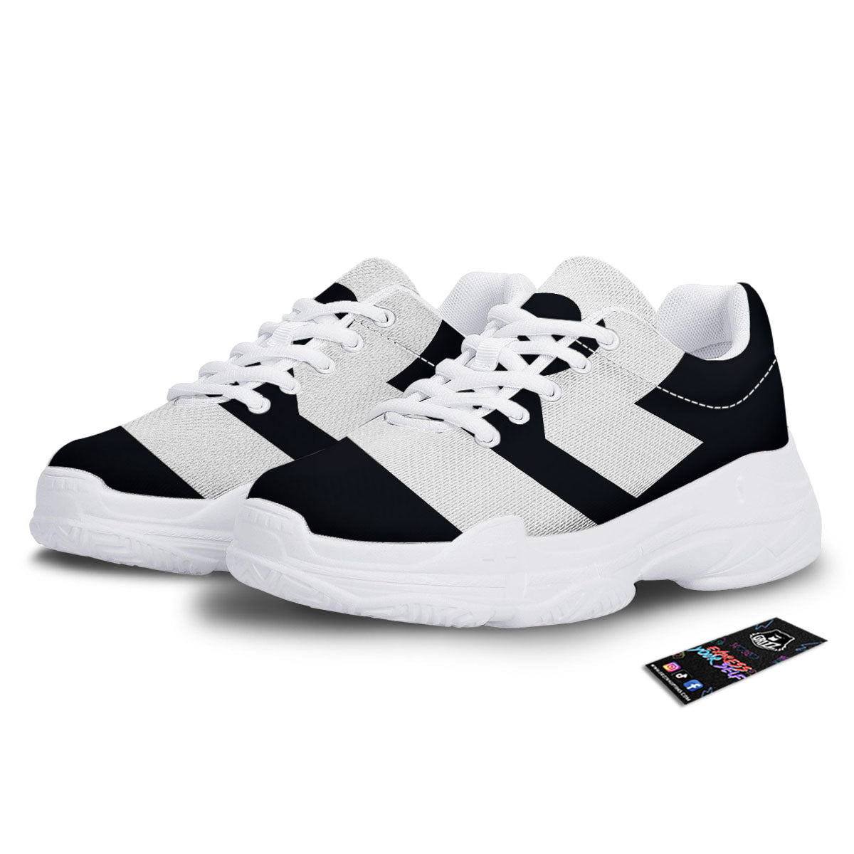 Libra Sign White And Black Print White Chunky Shoes-grizzshop