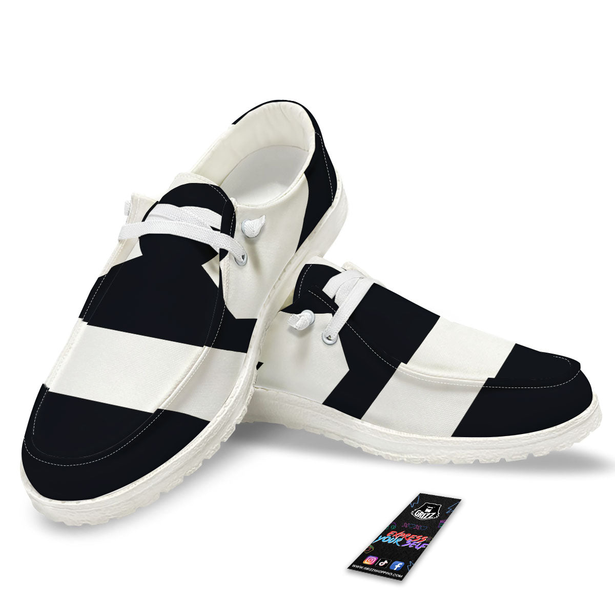 Libra Sign White And Black Print White Loafers-grizzshop