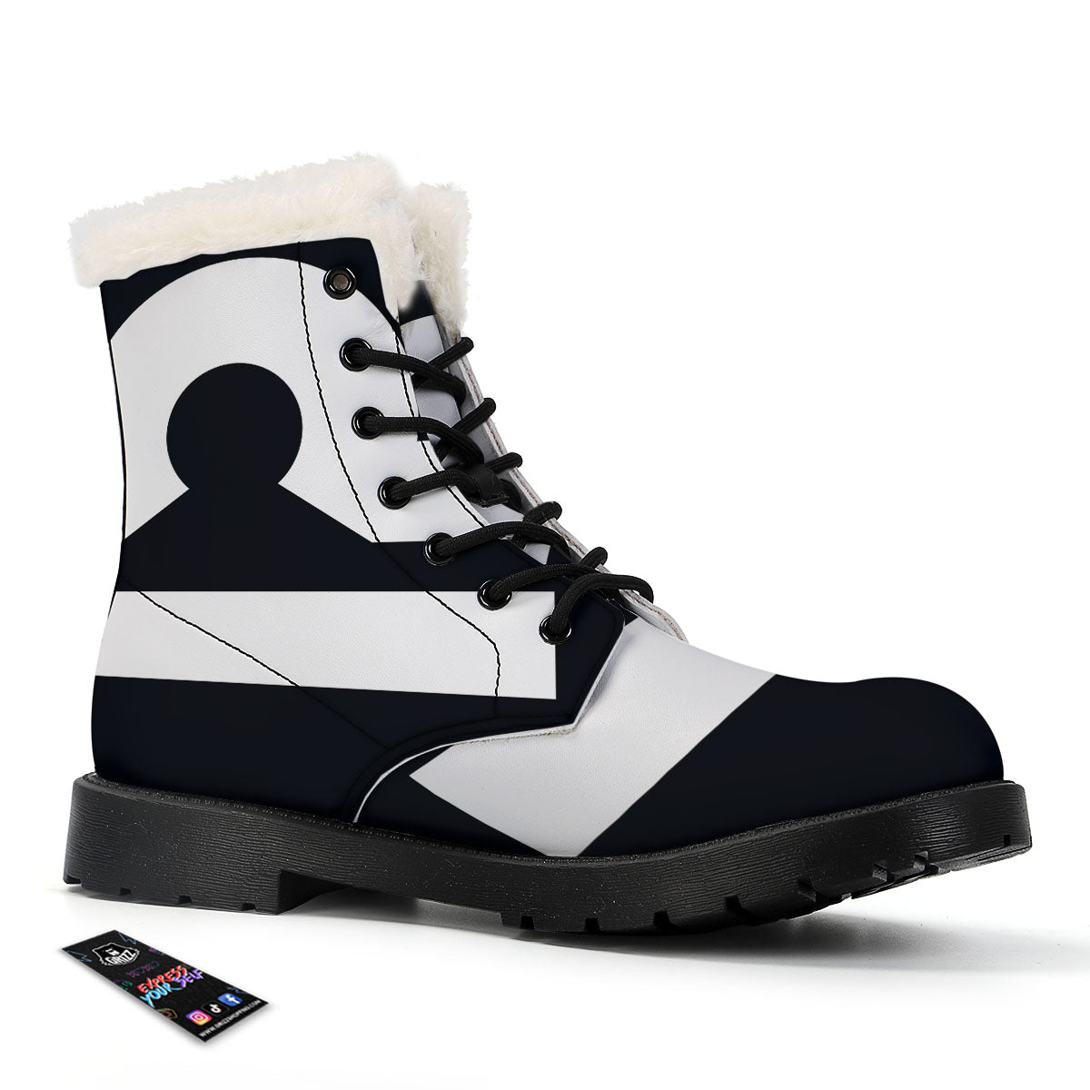 Libra Sign White And Black Print Winter Boots-grizzshop