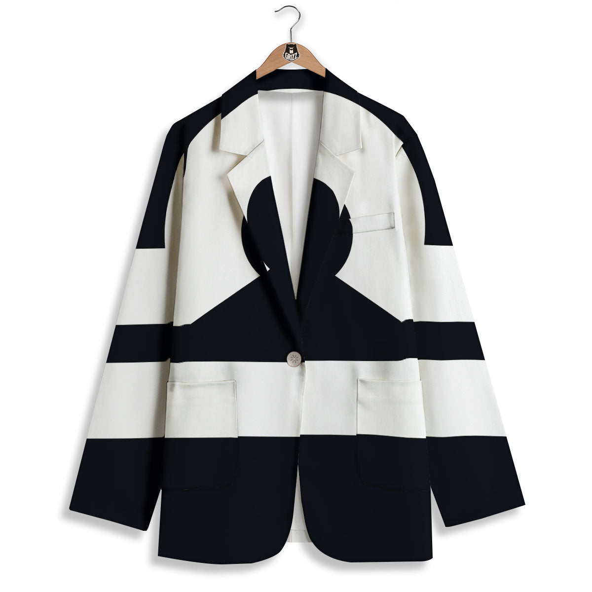 Libra Sign White And Black Print Women's Blazer-grizzshop
