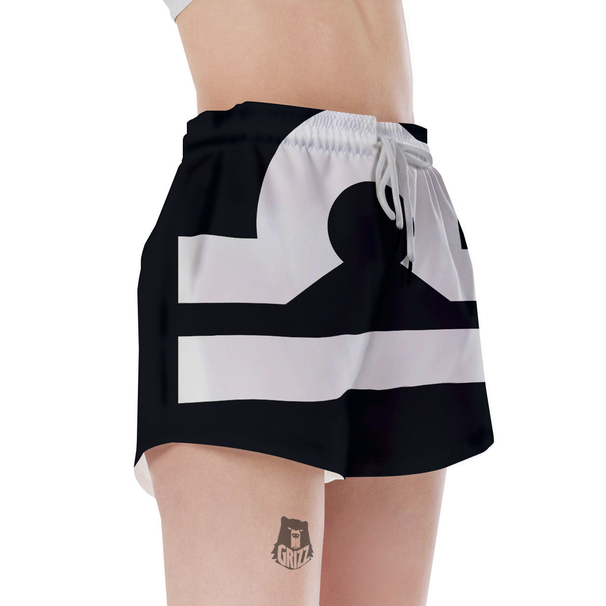 Libra Sign White And Black Print Women's Shorts-grizzshop