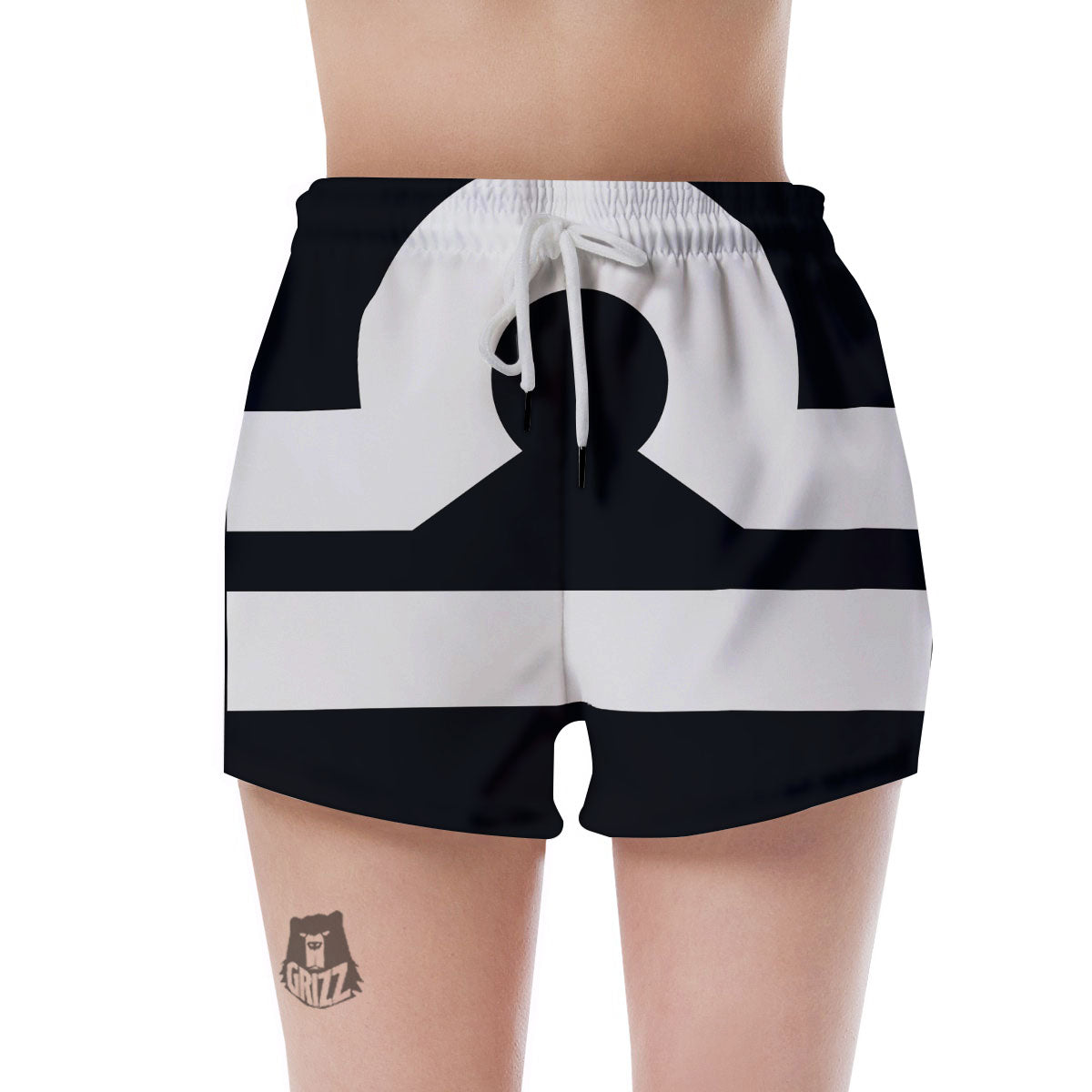 Libra Sign White And Black Print Women's Shorts-grizzshop