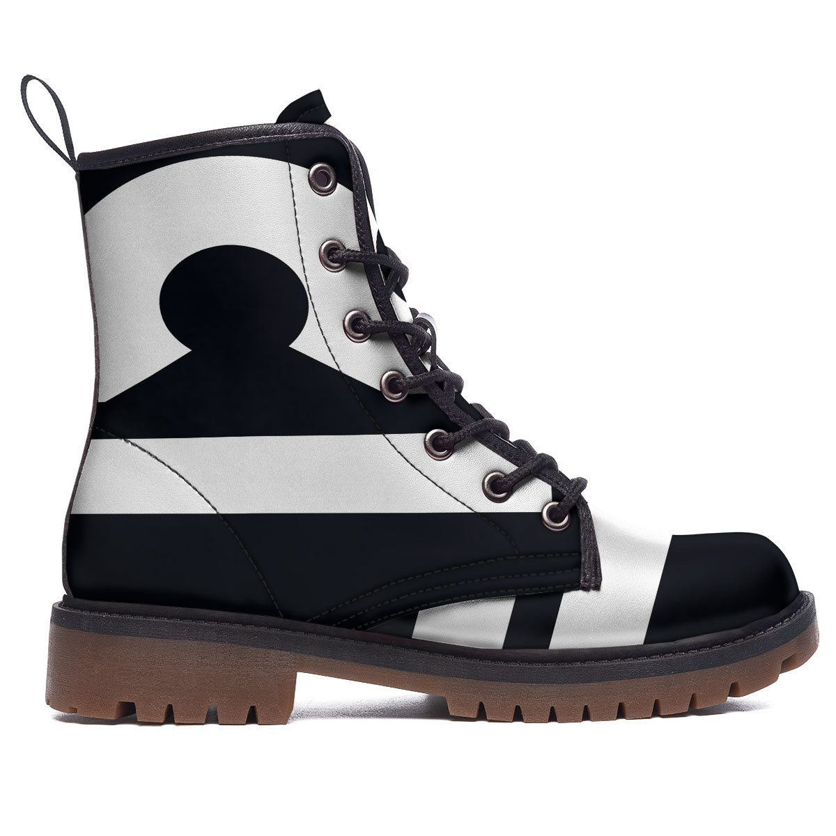 Libra Sign White And Black Print Work Boots-grizzshop